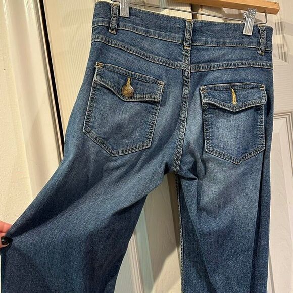 *RARE* VTG ABS Allen Schwartz Mid Rise Wide Leg Patch Pocket Trouser Jeans Y2K - Picture 7 of 11